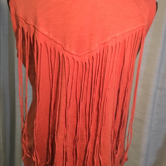 I Jeans by Buffalo Top M sleeveless rust fringe - Picture 3 of 8